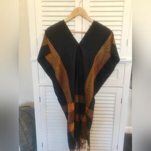 Black and Orange Woven Shawl
